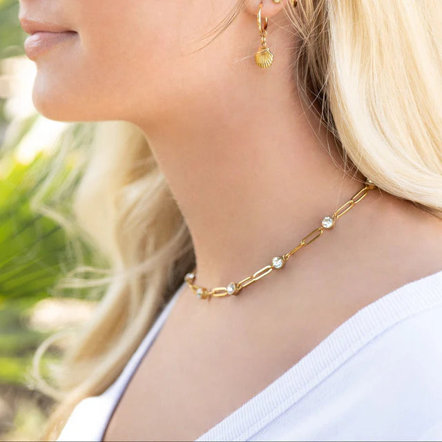 Stone Accent Paperclip Necklace