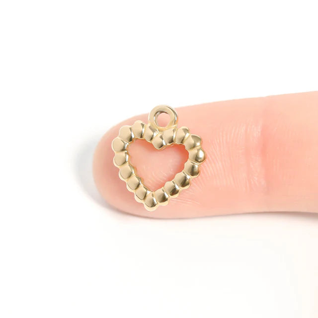 Textured Heart Charm (Gold)